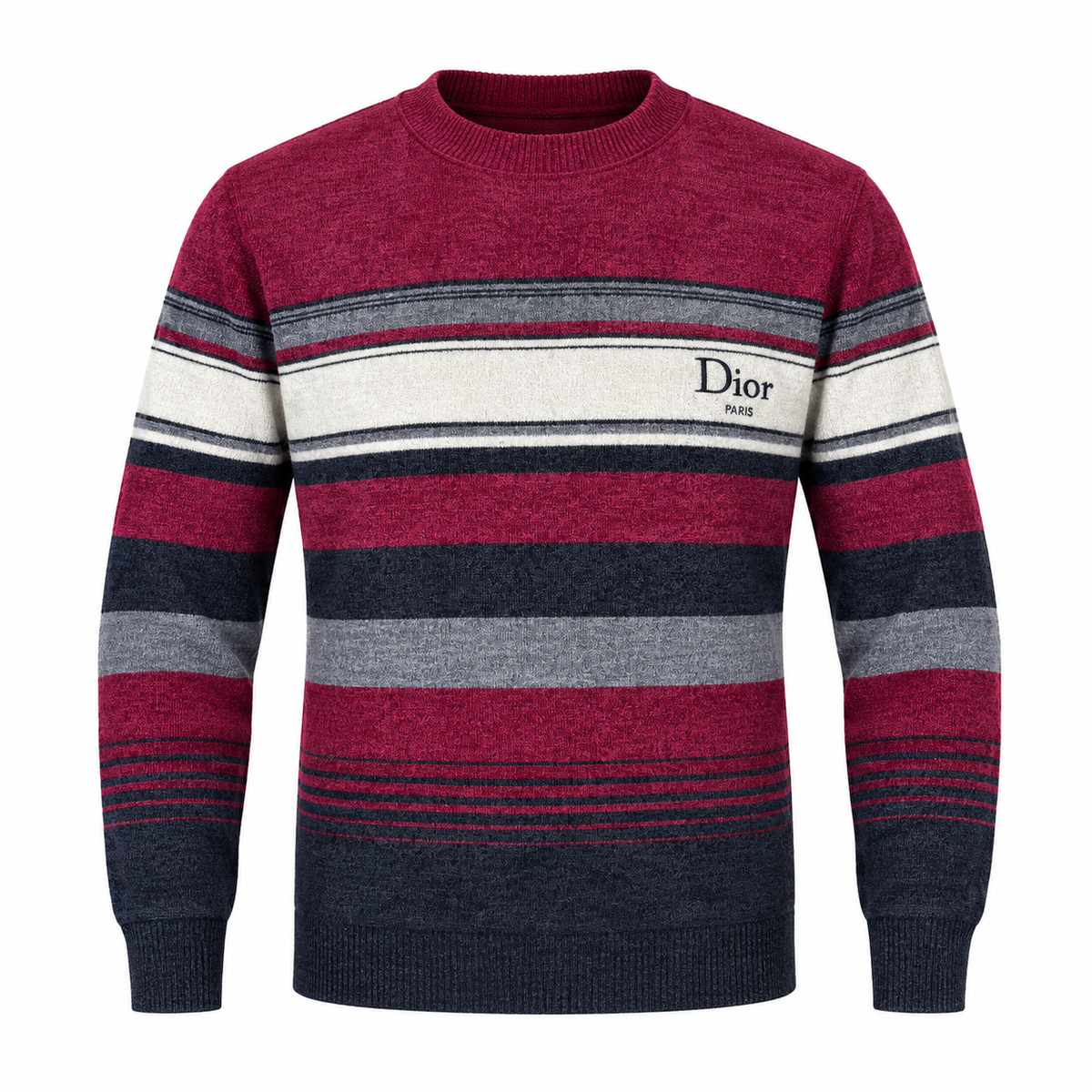 Burgundy & Charcoal Striped Knit Sweater