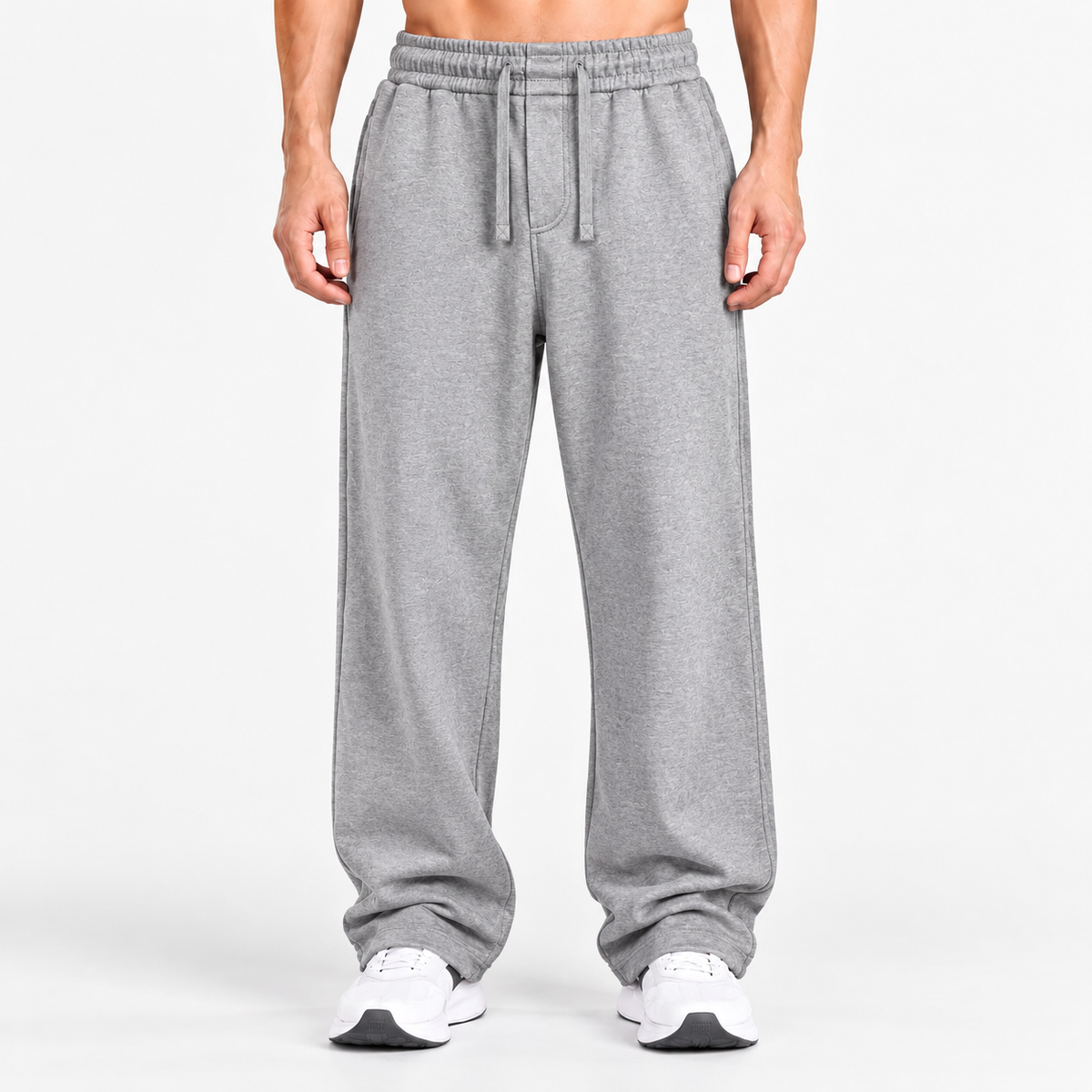 ALL HEATHER GREY RELAXED FIT TERRY BOTTOM