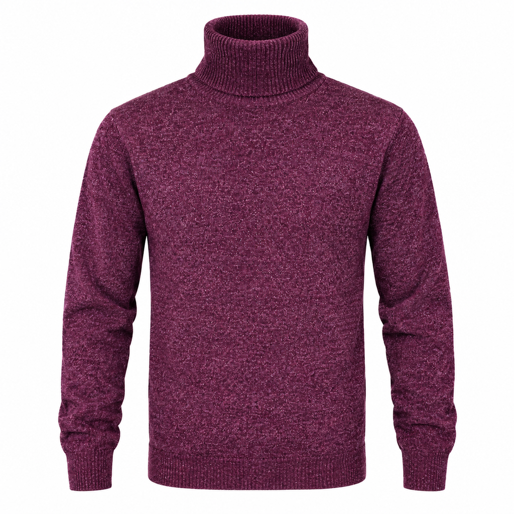 WINE RIBBED TURTLENECK SWEATER