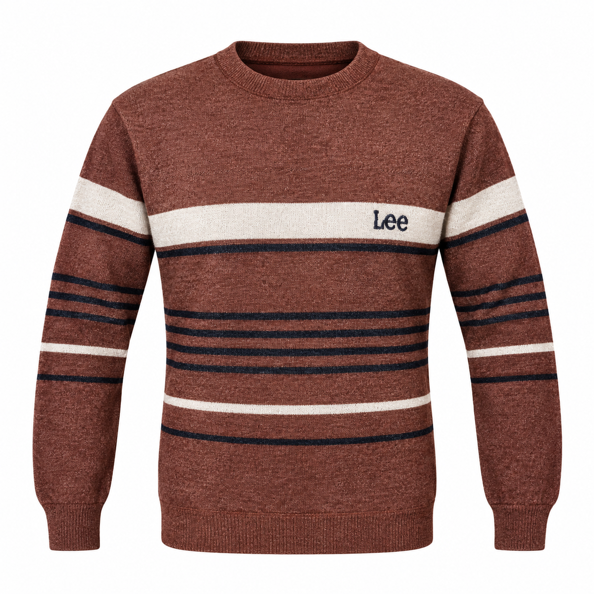 Brown & Navy Striped Knit Sweater