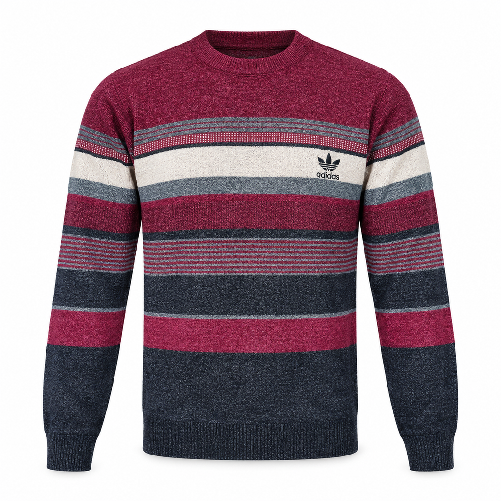 MULTI COLOR STRIPED ADIDAS LOGO SWEATER