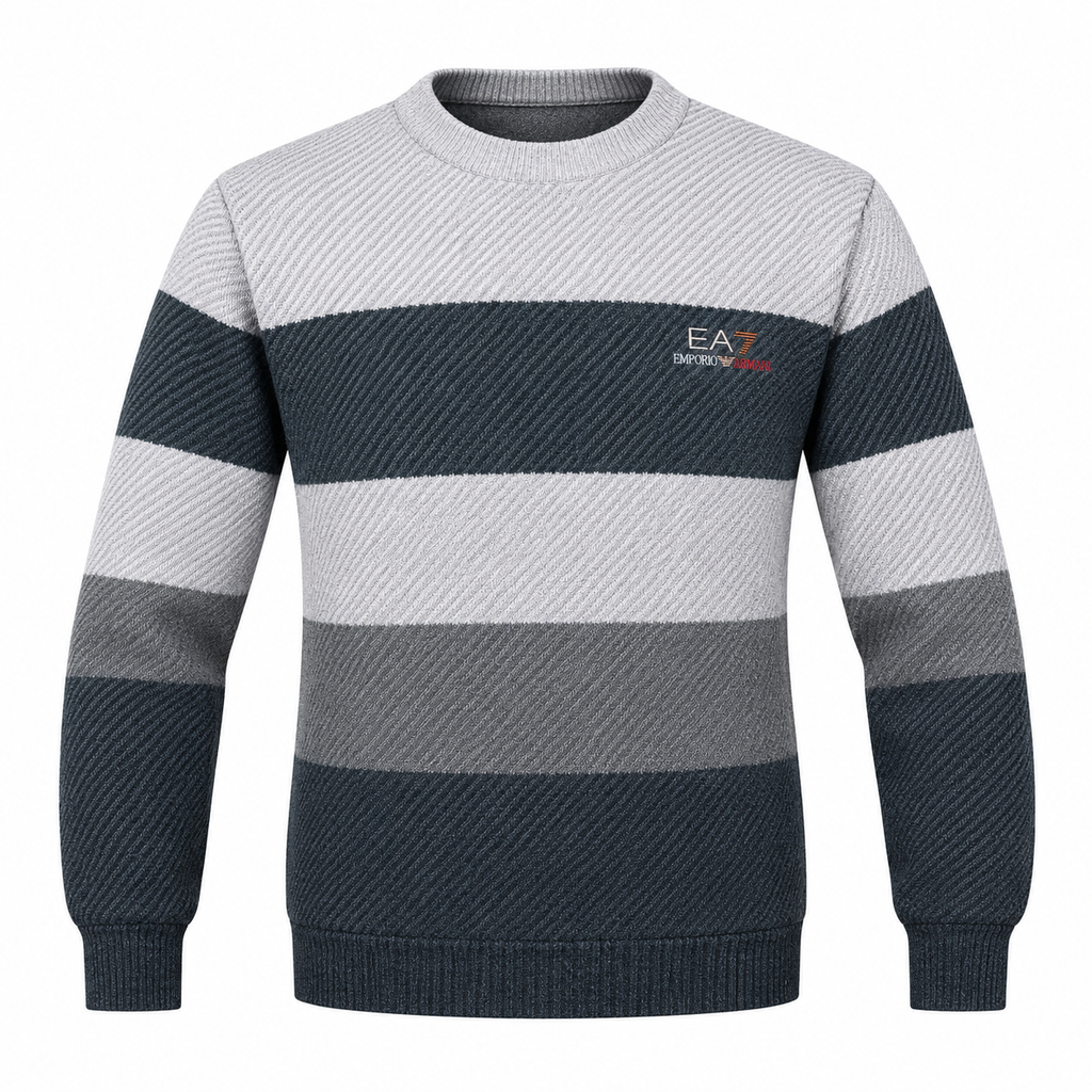 Textured Colorblock Knit Sweater – Grey & Charcoal