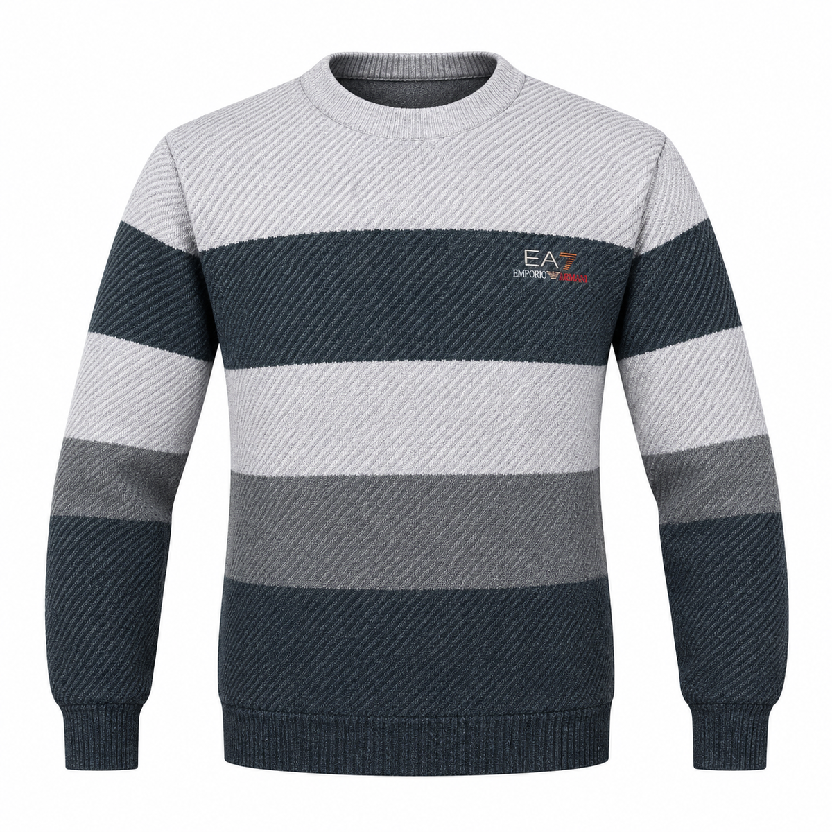 Textured Colorblock Knit Sweater – Grey & Charcoal