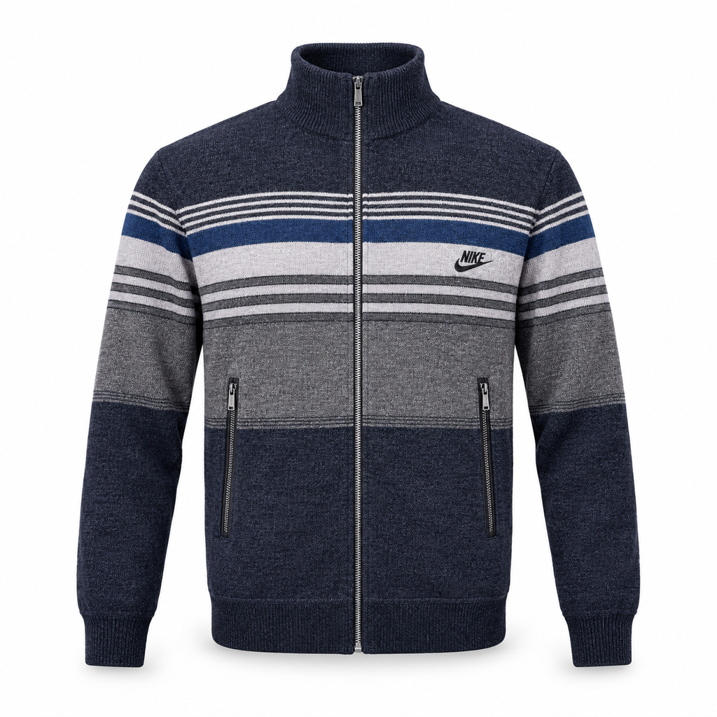STRIPED FULL-ZIP NIKE LOGO SWEATER JACKET