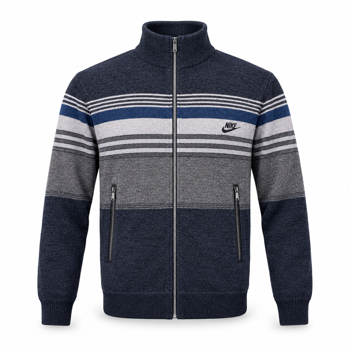 STRIPED FULL-ZIP NIKE LOGO SWEATER JACKET