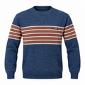 Navy Blue & Brown Striped Knit Sweater