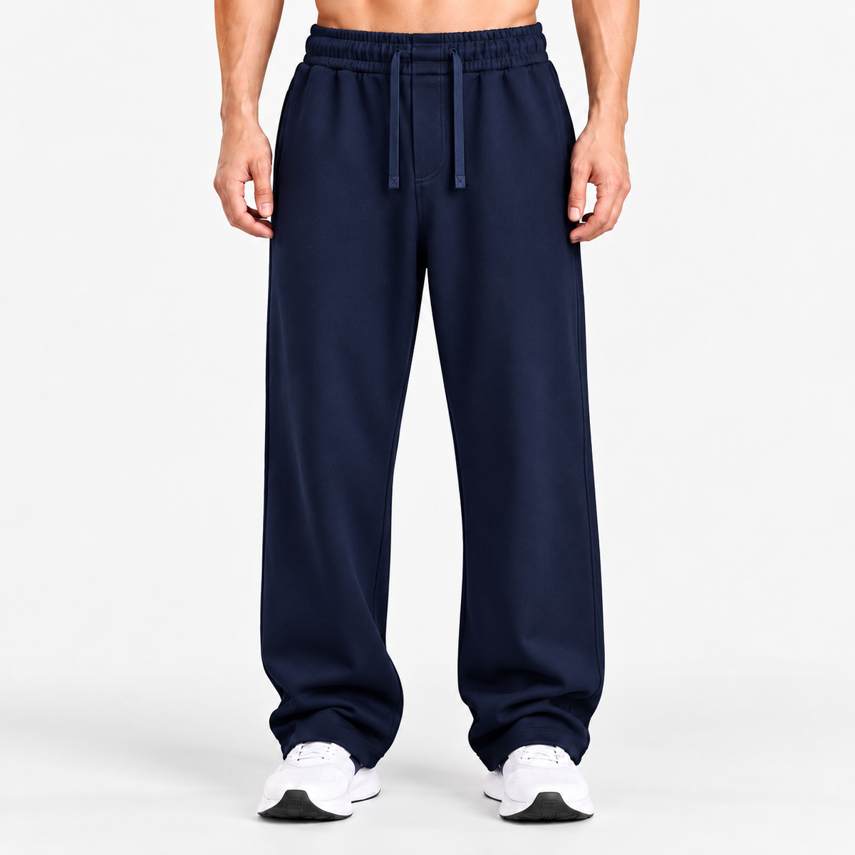 ALL NAVY RELAXED FIT TERRY BOTTOM