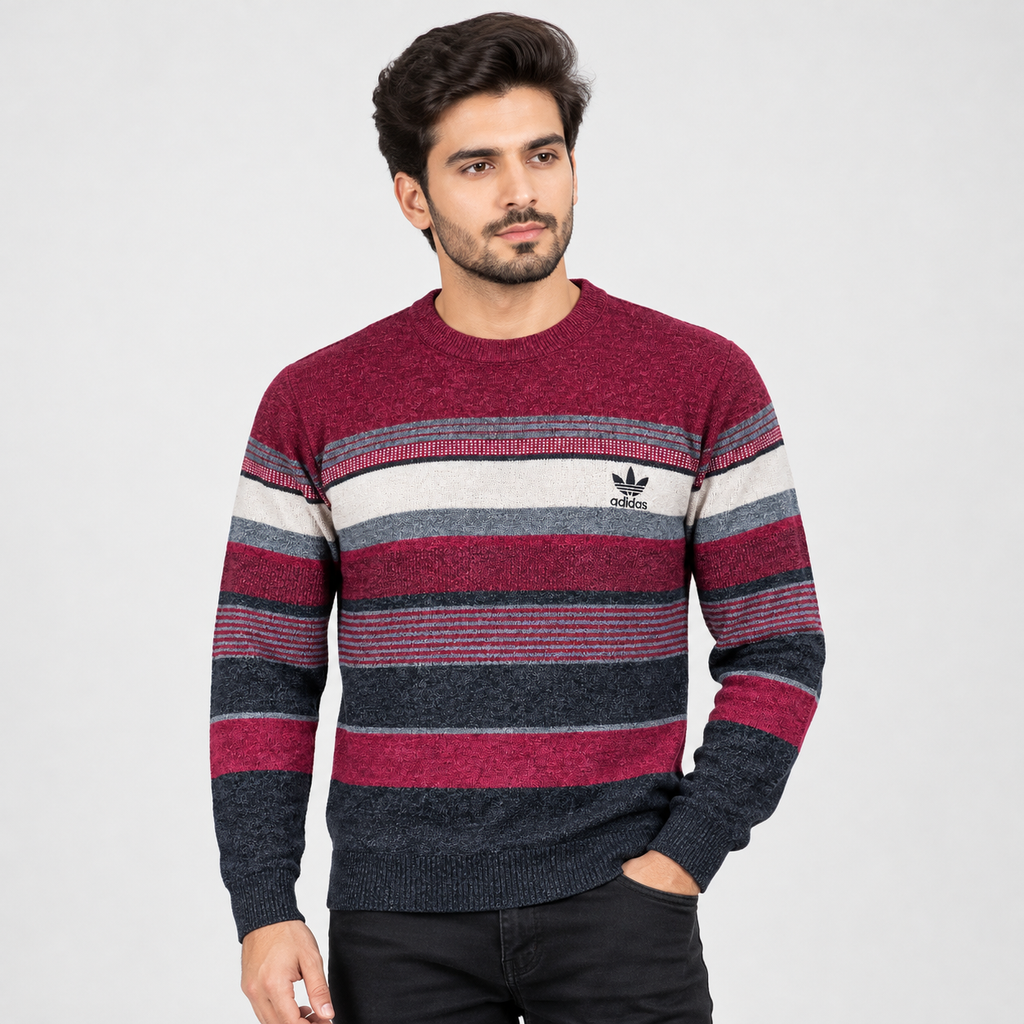 MULTI COLOR STRIPED ADIDAS LOGO SWEATER