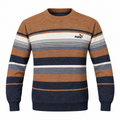 Colorblock Striped Knit Sweater – Camel & Navy
